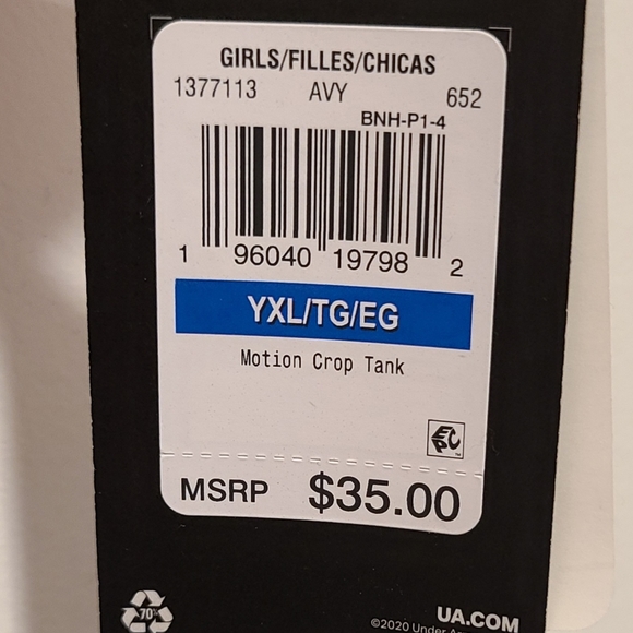 Under Armour Girls Motion Crop Tank Hot Pink YXL NEW WITH TAGS - Picture 3 of 5